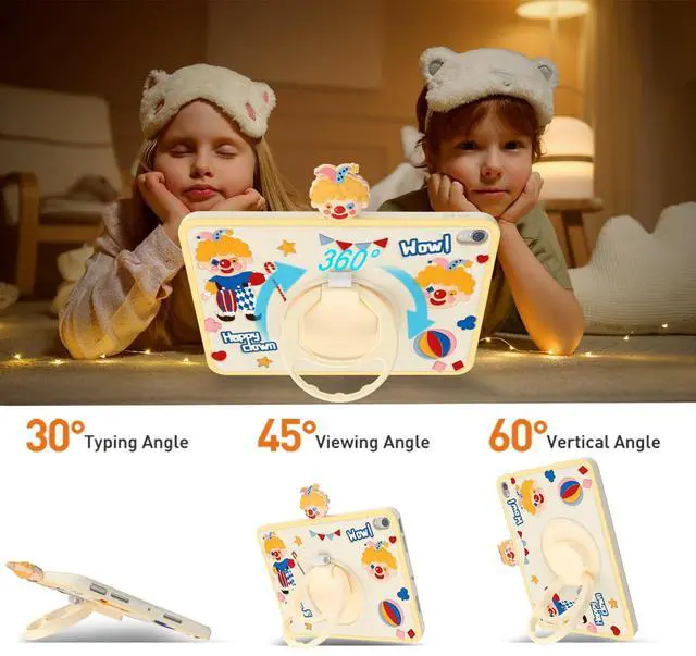 Alt view image 2 of 5 - TzoMartico Case for iPad mini 6th Generation 8.3 inch 2021, Shockproof Silicone Soft Kid Case with 360degRotating Stand & Hand-Grip & Pen Holder - Clown