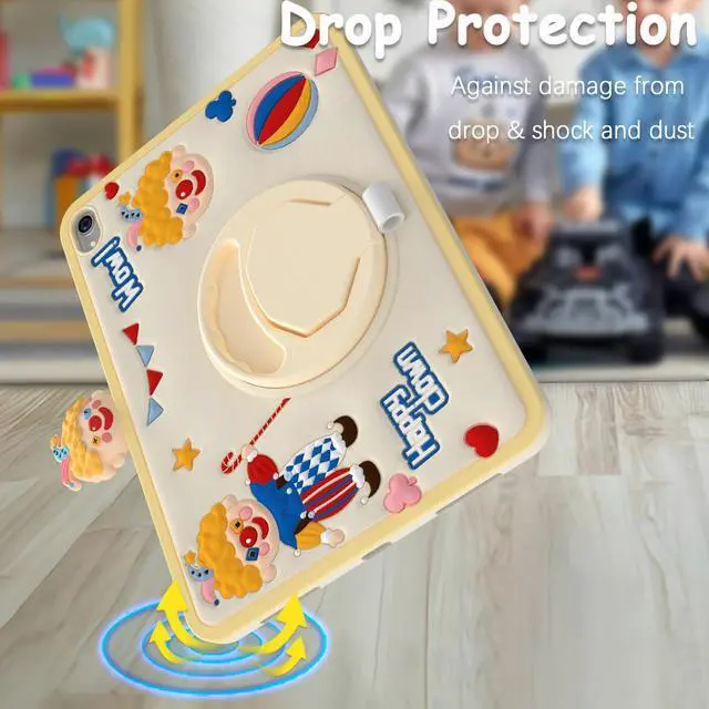 Alt view image 3 of 5 - TzoMartico Case for iPad mini 6th Generation 8.3 inch 2021, Shockproof Silicone Soft Kid Case with 360degRotating Stand & Hand-Grip & Pen Holder - Clown