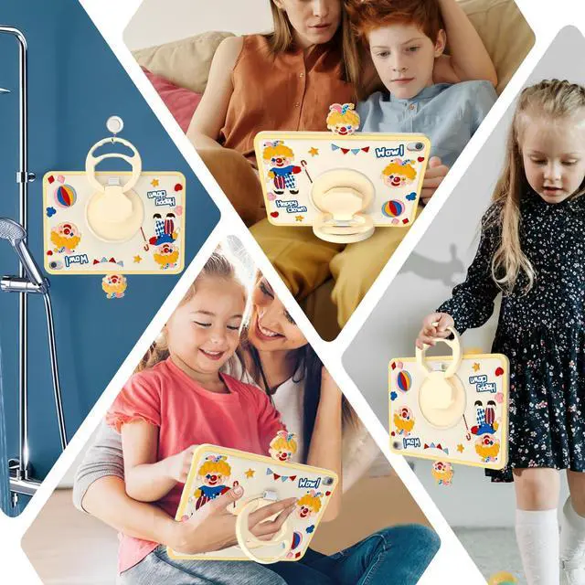 Alt view image 5 of 5 - TzoMartico Case for iPad mini 6th Generation 8.3 inch 2021, Shockproof Silicone Soft Kid Case with 360degRotating Stand & Hand-Grip & Pen Holder - Clown