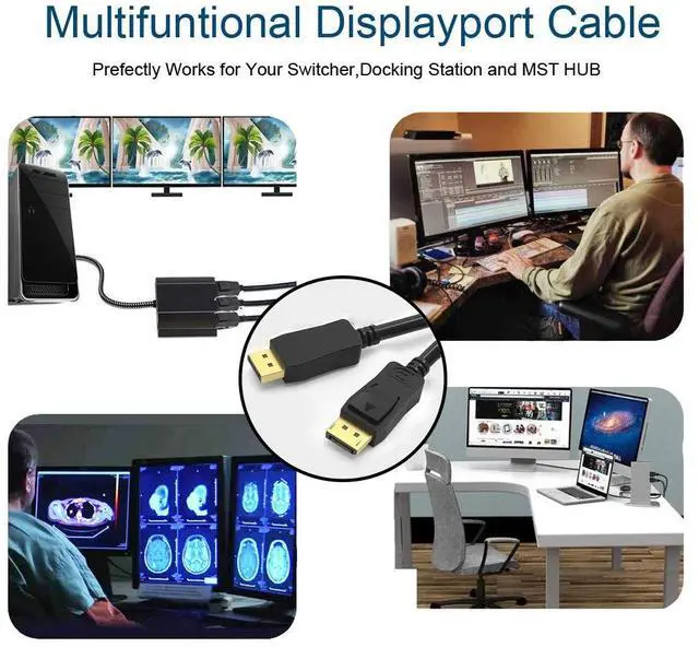 Alt view image 5 of 5 - UKYEE DisplayPort Cable 6ft 5-Pack, Display Port(DP) Monitor Cord [4K@60Hz, 2K@165Hz, 2K@144Hz,1440P@144hz,V1.2]