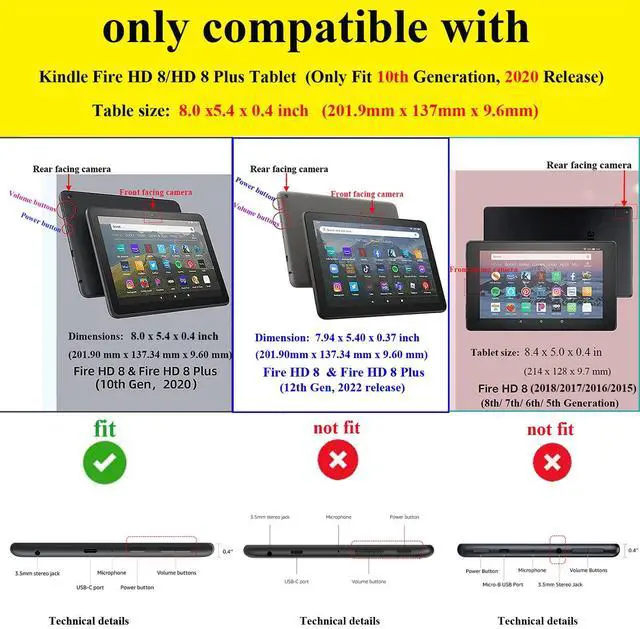 Alt view image 2 of 5 - UUcovers 8 inch All-New Kindle Fire HD 8 2020 & Fire HD 8 Plus Tablet Case 2020 (10th Generation) with Stand Pencil Holder Card Slots PU Leather Folio Smart Cover [Auto Wake/Sleep], Colorful Diamond