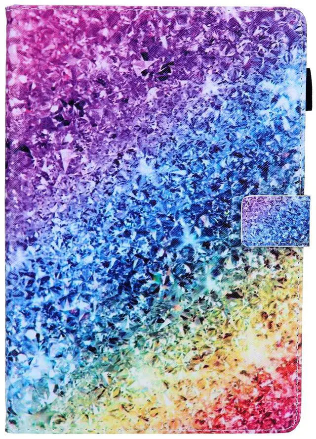 Alt view image 3 of 5 - UUcovers 8 inch All-New Kindle Fire HD 8 2020 & Fire HD 8 Plus Tablet Case 2020 (10th Generation) with Stand Pencil Holder Card Slots PU Leather Folio Smart Cover [Auto Wake/Sleep], Colorful Diamond