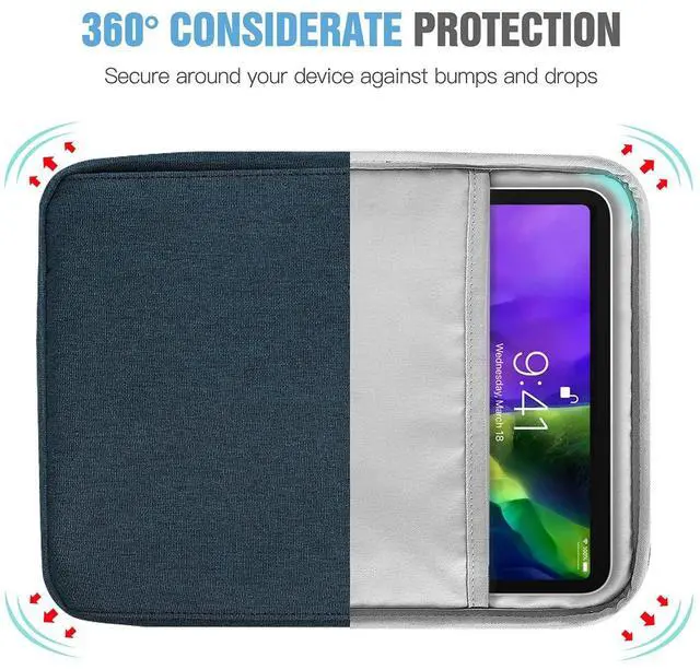 Alt view image 4 of 5 - TiMOVO 9-11 Inch Tablet Sleeve Bag with Shoulder Strap for iPad 11-inch A16 2025, iPad 10th Gen. 10.9", iPad 9th/8th/7th Gen. 10.2", iPad Air 11/5th/4th Gen. 10.9", Galaxy Tab A9 Plus 11", Indigo
