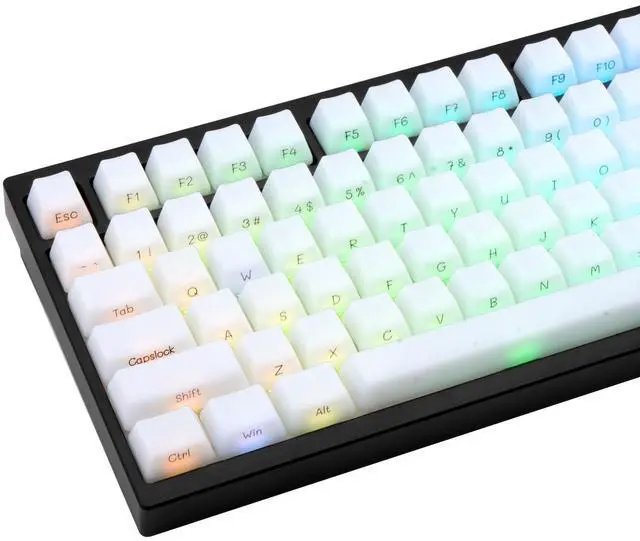 Main image of TIMSEKER White Shine Through Side Print Keycap OEM Profile, ABS Minimalist Custom Keycap Set, 130 Keys Translucent Gaming Key Cap for 61/64/87/104/108 ANSI Layout Mechanical Keyboard