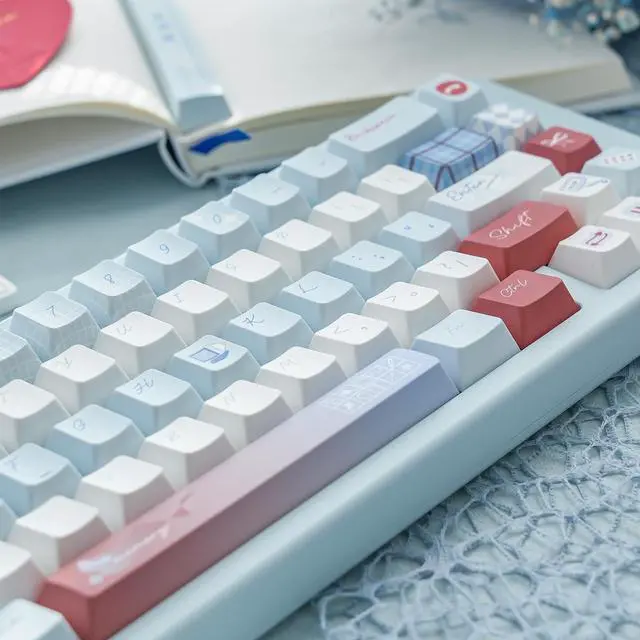 Alt view image 5 of 5 - TIMSEKER 147 Keys Blue and White Aesthetic Custom Keycaps Set, 1.7mm Thick PBT Material, Five Side Dye Sublimation Never Fade, Cherry Profile Keycaps for ANSI ISO Cross Switches Mechanical Keyboard