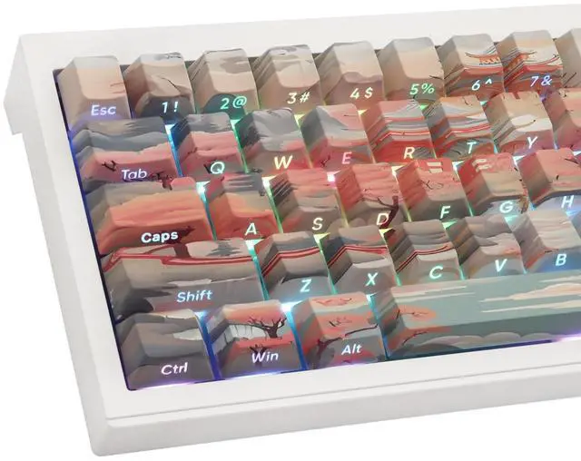 Main image of Tsungup Custom Keycaps 60 75 Percent,Pastel Keycaps Side Print Keycaps 135 Keys PBT Cherry Profile Keycaps Shine Through Keycap Set, Dye-sub Key Caps Keyboard Keycaps for Mechanical Keyboards