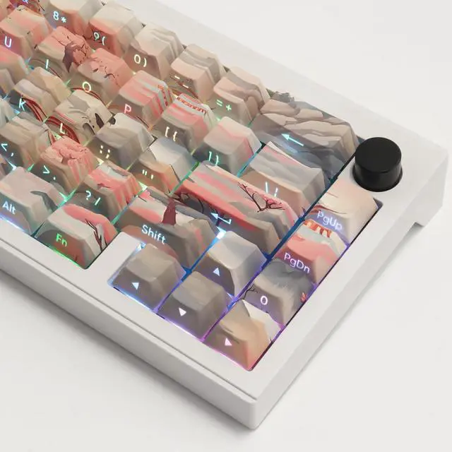 Alt view image 4 of 5 - Tsungup Custom Keycaps 60 75 Percent,Pastel Keycaps Side Print Keycaps 135 Keys PBT Cherry Profile Keycaps Shine Through Keycap Set, Dye-sub Key Caps Keyboard Keycaps for Mechanical Keyboards