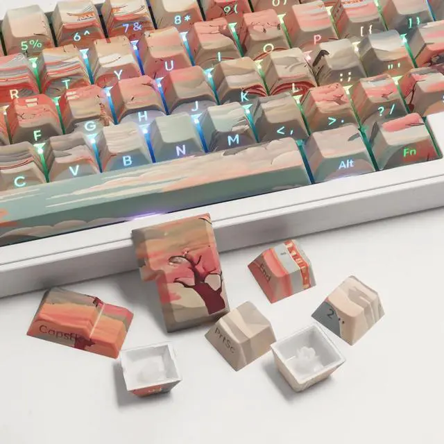 Alt view image 5 of 5 - Tsungup Custom Keycaps 60 75 Percent,Pastel Keycaps Side Print Keycaps 135 Keys PBT Cherry Profile Keycaps Shine Through Keycap Set, Dye-sub Key Caps Keyboard Keycaps for Mechanical Keyboards
