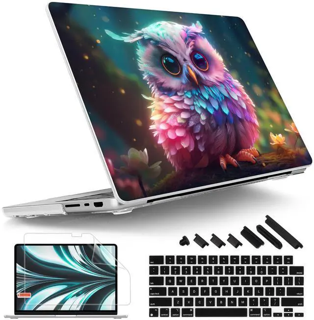 Main image of Tuiklol for MacBook Pro 16 M4 Case 2024 2023 2022 2021 Release M4 A3403 A3186 M3 A2991 M2 A2780 M1 A2485 Pro/Max with Retina Display Touch ID Plastic Hard Shell Case + Screen Protector,Rainbow owl