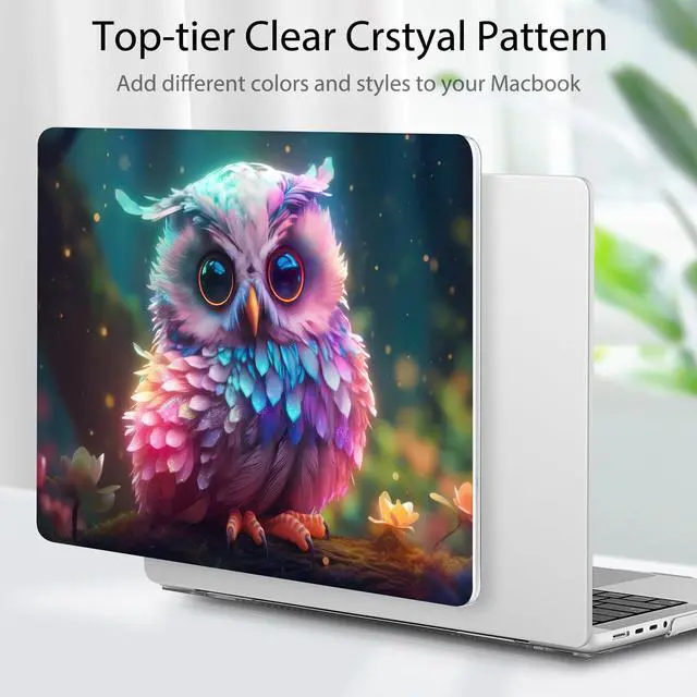Alt view image 4 of 5 - Tuiklol for MacBook Pro 16 M4 Case 2024 2023 2022 2021 Release M4 A3403 A3186 M3 A2991 M2 A2780 M1 A2485 Pro/Max with Retina Display Touch ID Plastic Hard Shell Case + Screen Protector,Rainbow owl