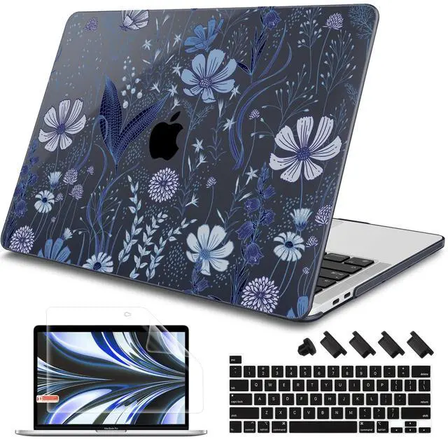 Main image of Tuiklol Case for 2022 MacBook Pro 13 Inch M2 Clip, 2021 2020 Release M1 A2338 A2289 A2251, Hard Shell Case for MacBook Pro 13.3" with Touch Bar Fits Touch ID and Retina Display, Blue Line Floral
