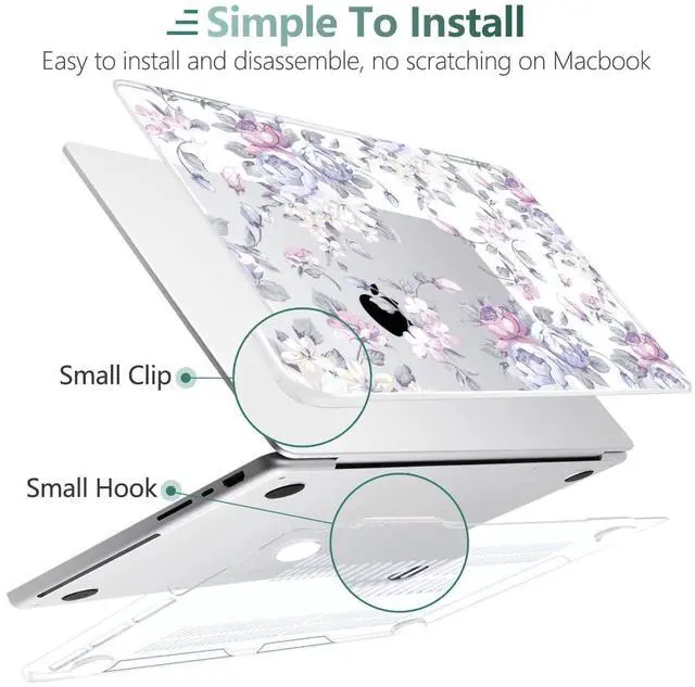 Alt view image 4 of 5 - TWOLSKOO Case for MacBook Pro 14 inch M4 M3 M2 M1 (2025-2021) A3112 A3185 A3401 A2918 A2992 A2779 A2442, Plastic Hard Shell & Keyboard Cover & Screen Protector & Trackpad Film, Purple Peony
