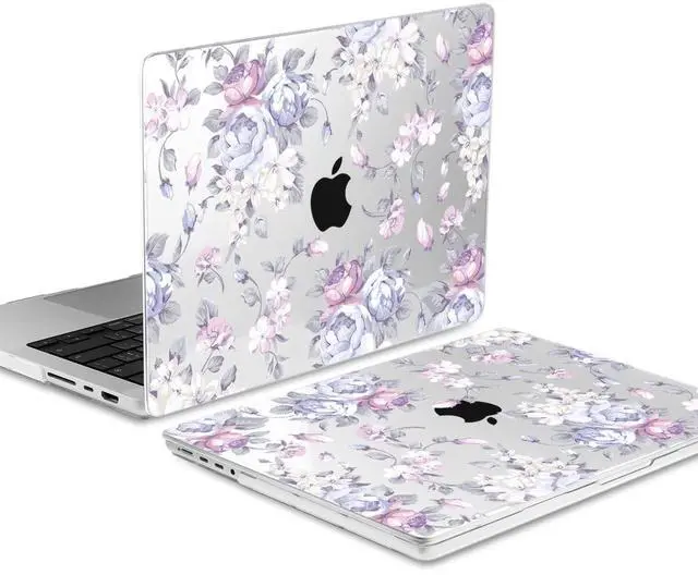 Alt view image 5 of 5 - TWOLSKOO Case for MacBook Pro 14 inch M4 M3 M2 M1 (2025-2021) A3112 A3185 A3401 A2918 A2992 A2779 A2442, Plastic Hard Shell & Keyboard Cover & Screen Protector & Trackpad Film, Purple Peony