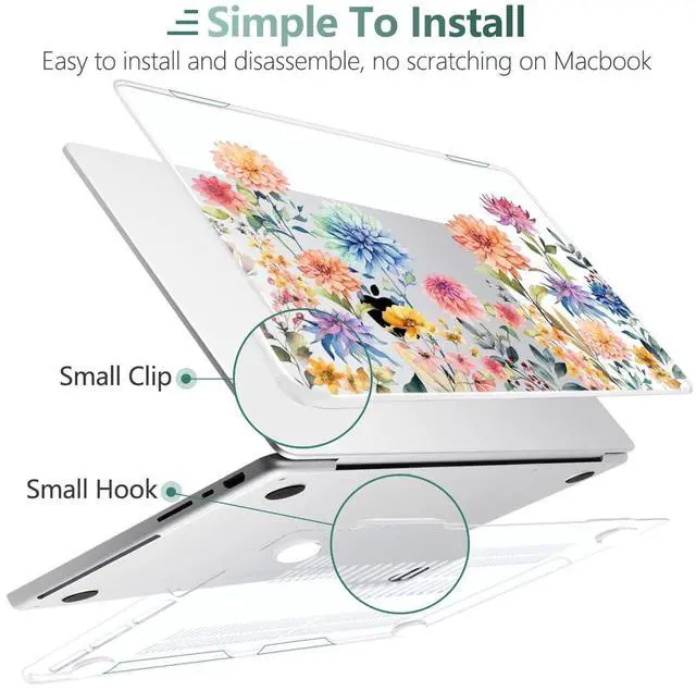 Alt view image 4 of 5 - TWOLSKOO Case for MacBook Pro 14 inch M4 M3 M2 M1 (2025-2021) A3112 A3185 A3401 A2918 A2992 A2779 A2442, Plastic Hard Shell & Keyboard Cover & Screen Protector & Trackpad Film, Beautiful Flowers