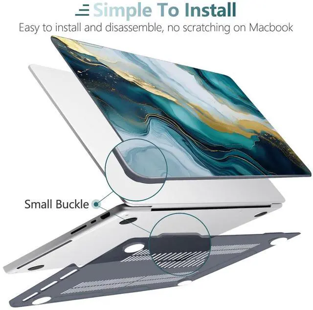 Alt view image 4 of 5 - TWOLSKOO Case for MacBook Pro 14 inch M4 M3 M2 M1 (2025-2021) A3112 A3185 A3401 A2918 A2992 A2779 A2442, Plastic Hard Shell & Keyboard Cover & Type C Adapter & Screen Protector, Graphite Marble