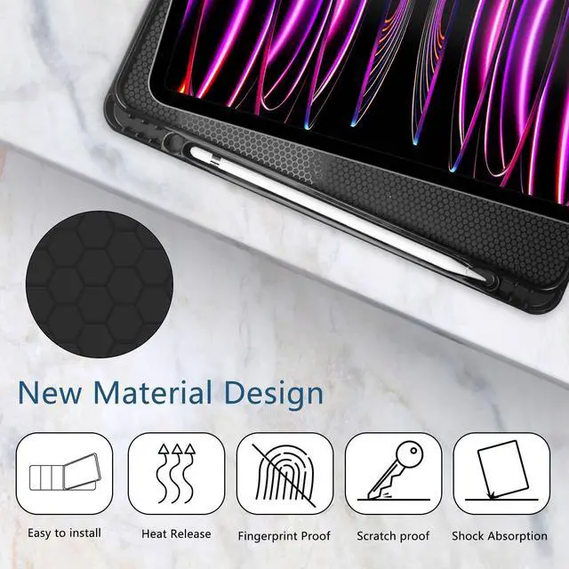 Alt view image 4 of 5 - TopPerfekt for iPad Air 11-inch M2 2024/M3 2025 Keyboard Case, ipad Pro 11 (4th, 3rd, 2nd, 1st Gen 2022/2021/2020/2018) Detachable,Pencil Holder for iPad Air 4/5th 2020/2022 10.9" - Cow Black