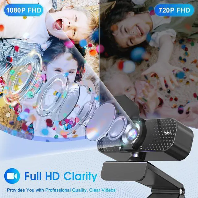 Alt view image 2 of 5 - TRAUSI 1080P HD Webcam with Microphone, Noise Cancellation, Privacy Cover, Wide-Angle Lens, Auto Light Correction, Plug & Play USB Webcam for Laptop, Desktop, PC, Mac, Zoom, Skype, Streaming Black