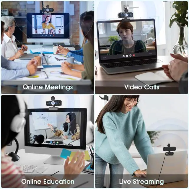 Alt view image 5 of 5 - TRAUSI 1080P HD Webcam with Microphone, Noise Cancellation, Privacy Cover, Wide-Angle Lens, Auto Light Correction, Plug & Play USB Webcam for Laptop, Desktop, PC, Mac, Zoom, Skype, Streaming Black