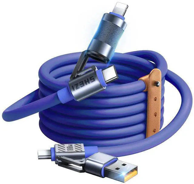 Main image of Vexipia 100W USB C Cable, 4 in 1 USB C to USB C Cable [Fast Charging & Data Transfer],Multi Charging Cable for iPhone MacBook, iPad, Samsung S24/S23,5ft Blue