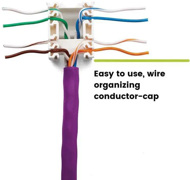 Alt view image 3 of 5 - trueCABLE Cat6A Toolless Keystone Jack, Unshielded (UTP), PoE++ (4PPoE) 100W, UL Listed, ETL Verified, ANSI/TIA Certified, Modular RJ45 Female, Purple, 6 Pack