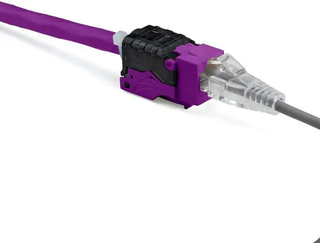 Alt view image 5 of 5 - trueCABLE Cat6A Toolless Keystone Jack, Unshielded (UTP), PoE++ (4PPoE) 100W, UL Listed, ETL Verified, ANSI/TIA Certified, Modular RJ45 Female, Purple, 6 Pack