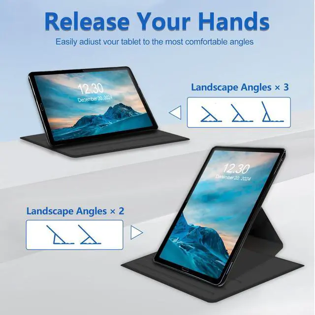 Alt view image 4 of 5 - Case for Samsung Galaxy Tab A9+/A9 Plus 11 inch 2023 Folio Multi-Angle Rotating Stand for Tablet (SM-X210/X216/X218) Auto Wake/Sleep,Cute Cats and Roses