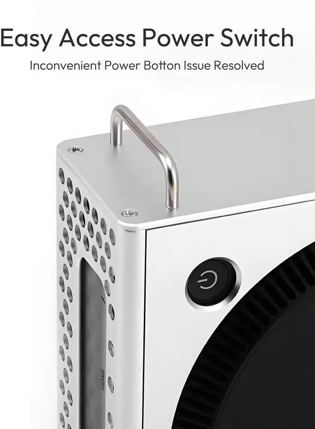 Alt view image 5 of 5 - Aluminum Chassis Stand Case for 2024 Mac mini M4 /M4 Pro, Shockproof Protective Desktop Enclosure Holder for Mac mini M4 Full Port Access