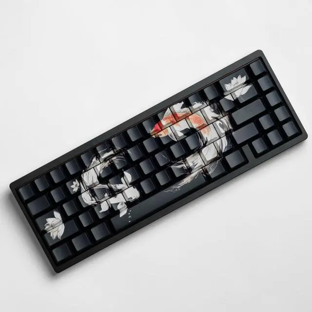 Alt view image 2 of 5 - ULTRAEQUIP PBT Keycaps Lucky Koi Keycaps 60 75 100 Percent, Shine Through Keycaps Side Printe Thick Keycaps Cherry Profile 130 Keys Dye Sub Custom Keycap Set keycaps for MX Switch Mechanical Keyboard