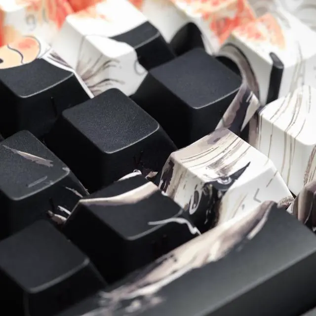 Alt view image 5 of 5 - ULTRAEQUIP PBT Keycaps Lucky Koi Keycaps 60 75 100 Percent, Shine Through Keycaps Side Printe Thick Keycaps Cherry Profile 130 Keys Dye Sub Custom Keycap Set keycaps for MX Switch Mechanical Keyboard