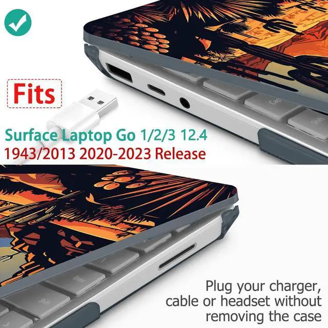 Alt view image 2 of 5 - Tuiklol Case for 12.4 Inch Microsoft Surface Laptop Go 3/2 / 1 2023-2020 Releases, Plastic Hard Shell Case with Screen Protector and Keyborad Cover +Dust Plugs Model 2013/1943,Cactus & Sand