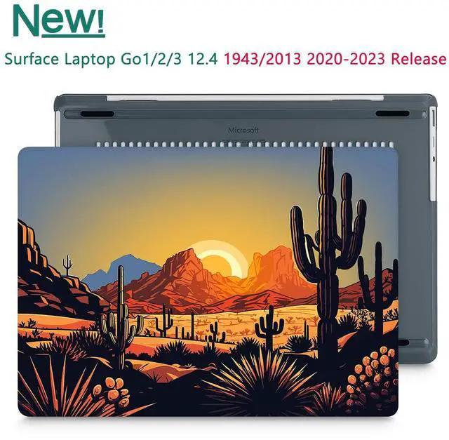 Alt view image 4 of 5 - Tuiklol Case for 12.4 Inch Microsoft Surface Laptop Go 3/2 / 1 2023-2020 Releases, Plastic Hard Shell Case with Screen Protector and Keyborad Cover +Dust Plugs Model 2013/1943,Cactus & Sand