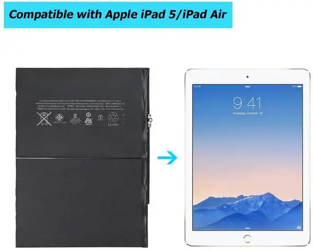 Alt view image 5 of 5 - Vvsialeek A1484 6712-6700 Battery Compatible with iPad 5 iPad Air A1474 A1475 iPad Mini Air 5th 6th 7th Generation Battery Model A1474 A1475 A1476 A1822 A1823 A1893 A1954 A2197