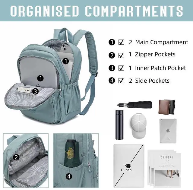 Alt view image 4 of 5 - Vendra Moka Hiking Waterproof 13" Laptop Backpack Purse for Women and Men,Travel Backpack