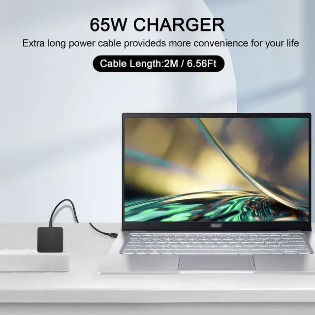 Alt view image 3 of 5 - FLGAN 65W 45W USB C Charger for Acer Swift 3 5 SF314-512 SF514-56T Chromebook Spin 514 714 Acer Spin 3 5 Chromebook Plus 515 Acer Swift Edge 65W Power Cord W21-065N2A W21-065N2D, JY045