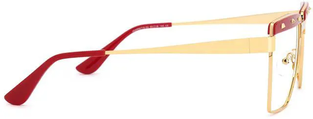 Alt view image 5 of 5 - VOOGLAM Square Women's Non-Prescription Glasses with HD Clear Lenses in Red Metal Mixed Acetate Frame