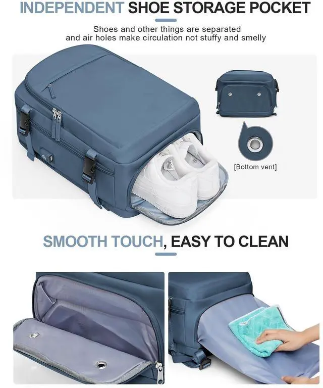 Alt view image 4 of 5 - VGCUB Travel Backpack for Women Men Large Work Gym Frontier Airlines Personal Item Bag Business Airport lightweight Daypack Carry on Flight Approved Airplane Backpack Mochilas de Viaje Sapphire Blue