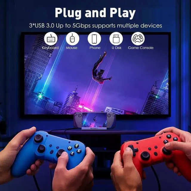 Alt view image 4 of 5 - Votonect Steam Deck Docking Station Compatible with Steam Deck/ROG Ally/Legion Go (Excluding Rog Ally X) 6-in-1 USB-C Hub with HDMI 4K@60Hz, 1Gbps Ethernet, 3 USB3.0 100W PD Fast Charging