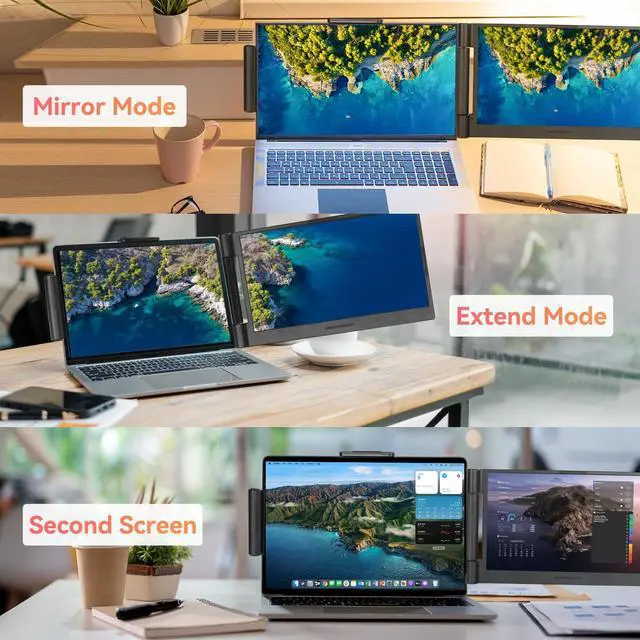 Alt view image 5 of 5 - Laptop Screen Extender 14 inch, 1080P IPS Laptop Monitor Extender, 280deg Rotation Portable Monitor for 13-17.3" with USB-C/HDMI Port, Plug-Play Dual Screen Portable for Windows/Mac/Android