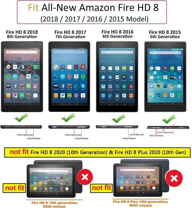 Alt view image 2 of 5 - UUcovers 8" Kindle Fire HD 8 Case 8th/7th/6th/5th Generation,Stand PU Leather [Auto Sleep/Wake] Magnetic Folio Cover with Card Pencil Holder for  Fire HD 8 Tablet 2018/2017/2016/2015, Star Girl