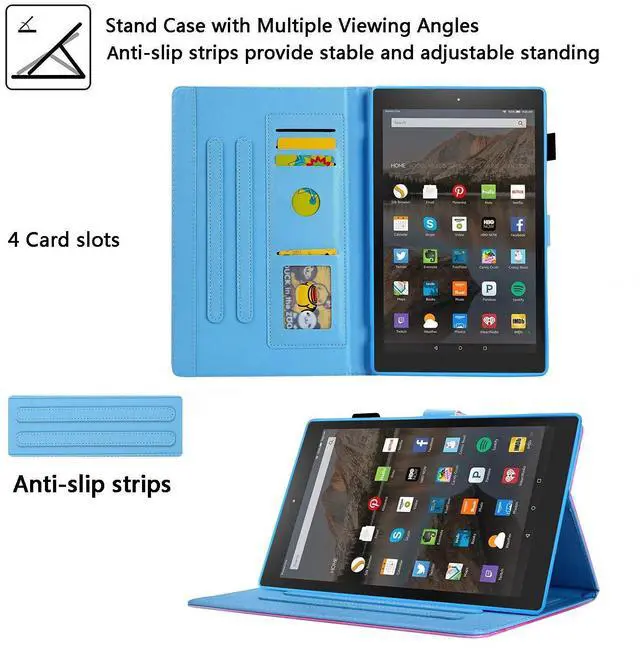 Alt view image 4 of 5 - UUcovers 8" Kindle Fire HD 8 Case 8th/7th/6th/5th Generation,Stand PU Leather [Auto Sleep/Wake] Magnetic Folio Cover with Card Pencil Holder for  Fire HD 8 Tablet 2018/2017/2016/2015, Star Girl