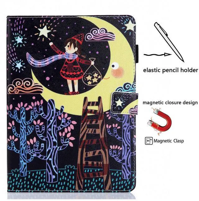 Alt view image 3 of 5 - UUcovers 8" Kindle Fire HD 8 Case 8th/7th/6th/5th Generation,Stand PU Leather [Auto Sleep/Wake] Magnetic Folio Cover with Card Pencil Holder for  Fire HD 8 Tablet 2018/2017/2016/2015, Star Girl