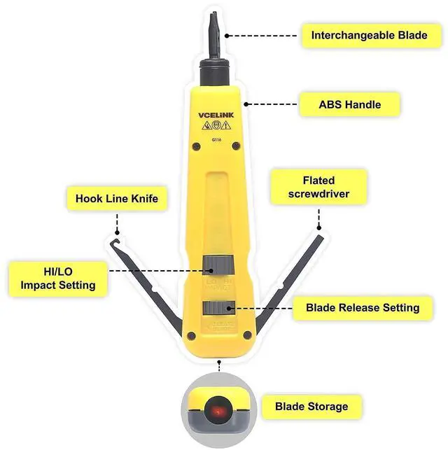 Alt view image 2 of 5 - VCE 25-Pack Cat6 RJ45 90 Degree Keystone Jack Insert Bundle with Punch Down Tool Kit with 110 and 66 Blades