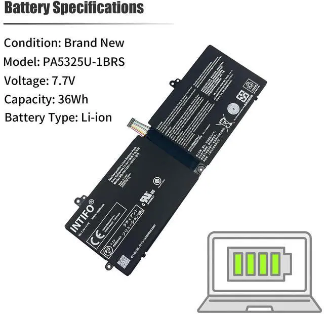 Alt view image 3 of 5 - INTIFO 36Wh PA5325U-1BRS Laptop Battery Compatible with Toshiba Portege X30-T-E Port G X30T-E-113 X30T-E-10Q X30T-E-1DP X30T-E-149 X30T-E-176 X30T-E-1E1 X30-13-14M-15 Notebook [7.7V 4680mAh 4-Cell]