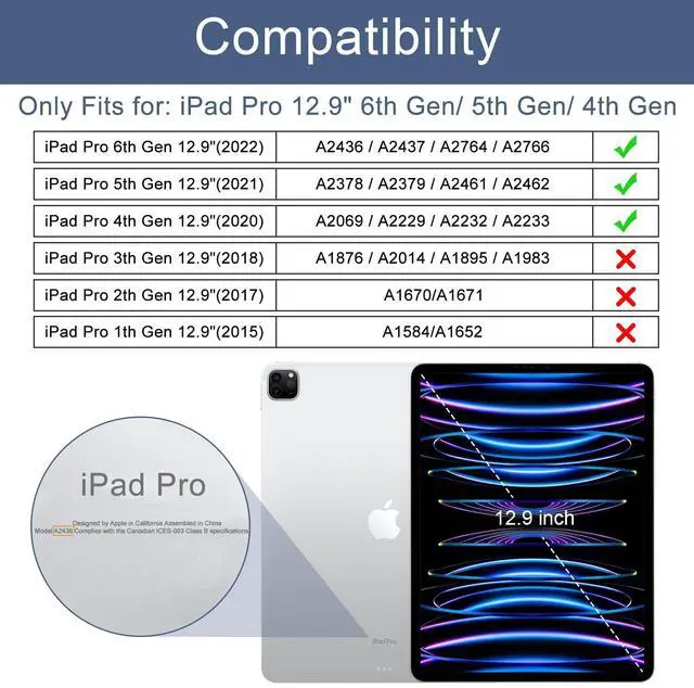 Alt view image 2 of 5 - Soke Case for iPad Pro 12.9 Inch 6th/5th/4th Generation(2022/2021/2020 Release), Rugged Shockproof Protective Cover with Built-in Kickstand for Apple iPad Pro 12.9 - Dark Purple