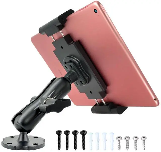 Main image of VAUBORTTI Aluminum Arm Heavy Duty Tablet Mount Drill Base - for 6.5"-12.9" Tablet iPad Pro/Mini, iPad Holder for Truck, Cars,Dashboard,Desk,Wall Mouning-Swivel with 1 inch/25mm Ball Joint