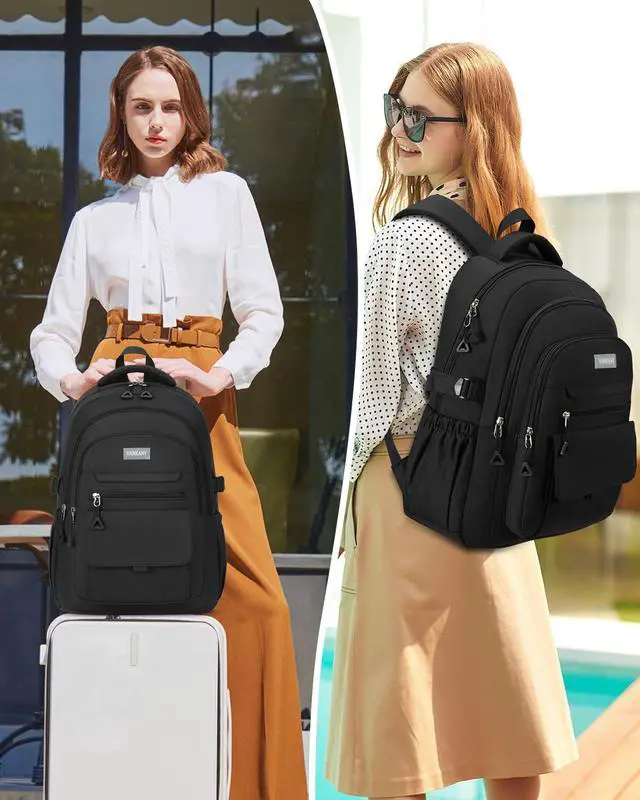 Alt view image 2 of 5 - VANKANY School Backpack for Teen Girls, Aesthetic Bookbag for College Middle High School, Women Students Laptop Backpack Mochilas Escolares, Black