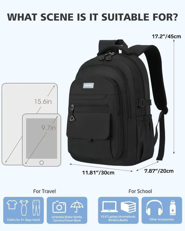 Alt view image 4 of 5 - VANKANY School Backpack for Teen Girls, Aesthetic Bookbag for College Middle High School, Women Students Laptop Backpack Mochilas Escolares, Black