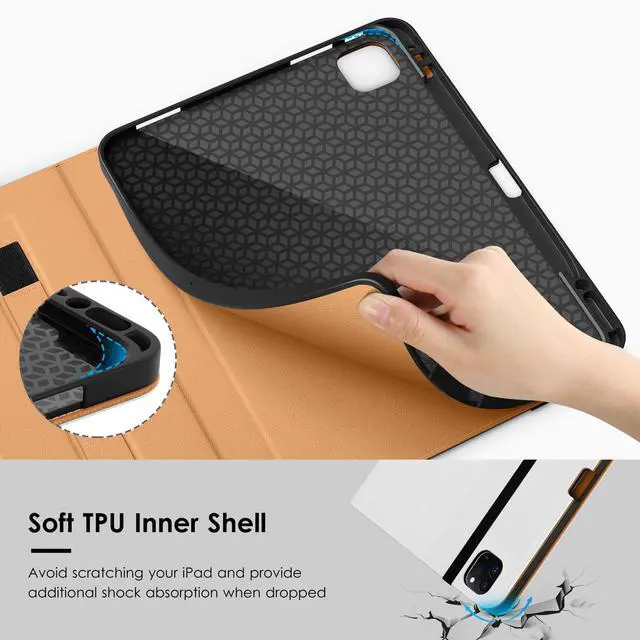 Alt view image 3 of 5 - VIKESI Case for iPad Air 13 inch (M3) 2025 / (M2) 2024,Premium Leather Folio,Apple Pencil Holder,Auto Sleep/Wake,Stand Cover - White