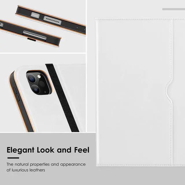 Alt view image 5 of 5 - VIKESI Case for iPad Air 13 inch (M3) 2025 / (M2) 2024,Premium Leather Folio,Apple Pencil Holder,Auto Sleep/Wake,Stand Cover - White