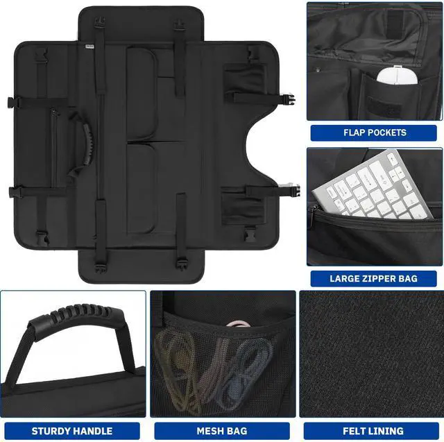 Alt view image 4 of 5 - WELIDAY Monitor Carrying Case for Screens and Monitors, Protective Carrying Case Monitor Dust Cover Compatible with iMac Desktop Computer and Accessories (Black, For 24" Monitor)